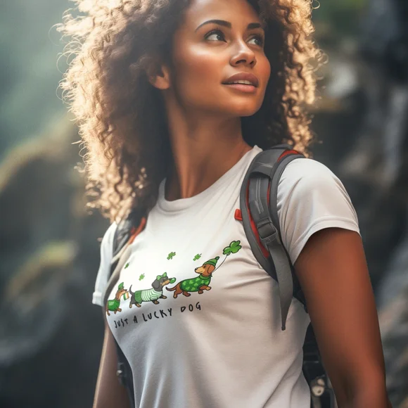 White Graphic Tee with Dog Print For St. Patrick Day Shirt - Picture 4 of 5